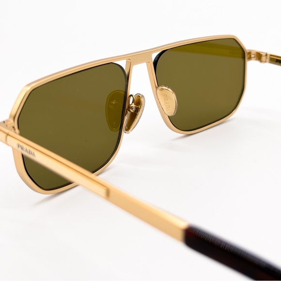 NEW PRADA PRA53S 1BK01T UNISEX SUNGLASSES SPR A53 1BK01T GOLD PR A53S - Picture 11 of 14